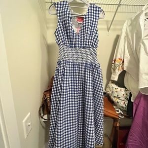 Kate Spade Gingham Smocked-waist dress